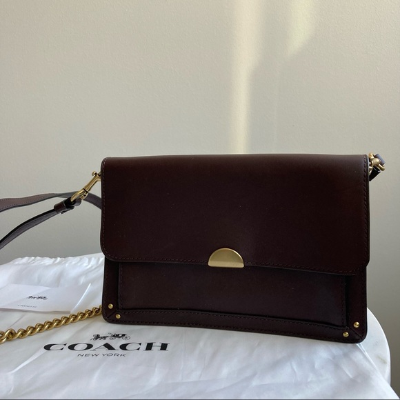 👜Authentic COACH 100% Leather Wine Colored Crossbody Purse - wear 3 ways!👜 - Picture 3 of 10